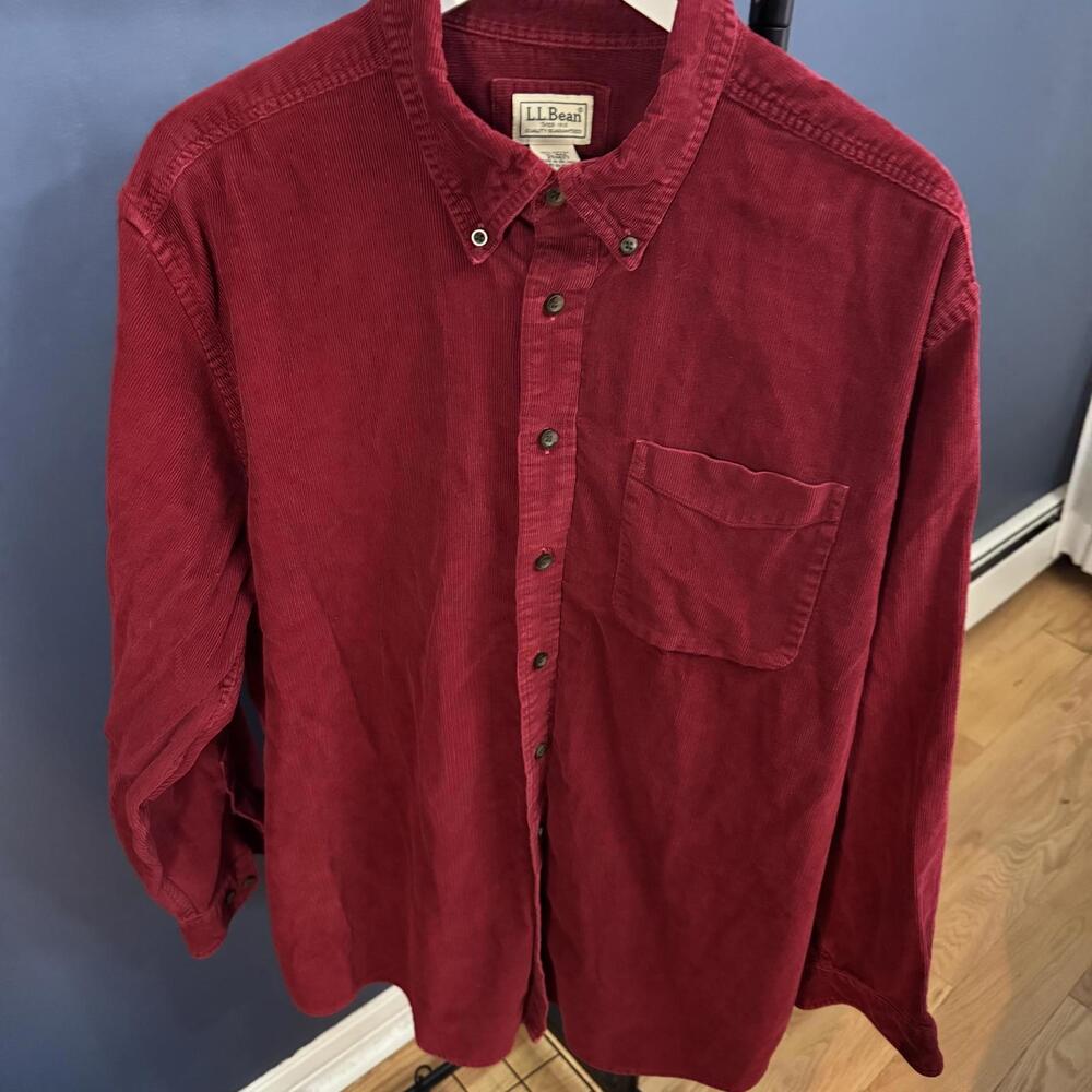 L.L. Bean, Vintage Style Red Button Up Shirt, Mens XL